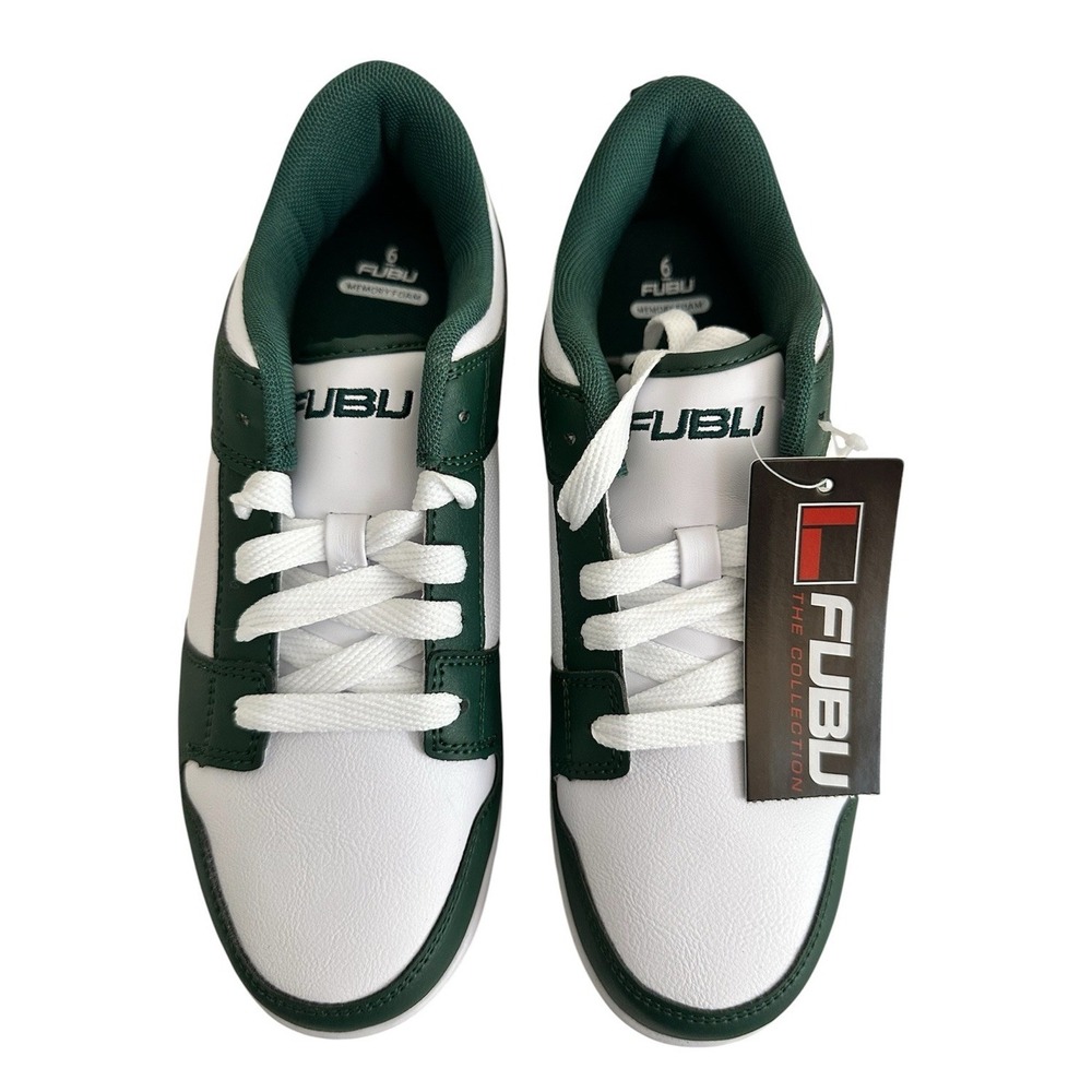 Fubu Mens Green & White Athletic Low Sneakers Size Men 6 Women 7.5 Unisex New